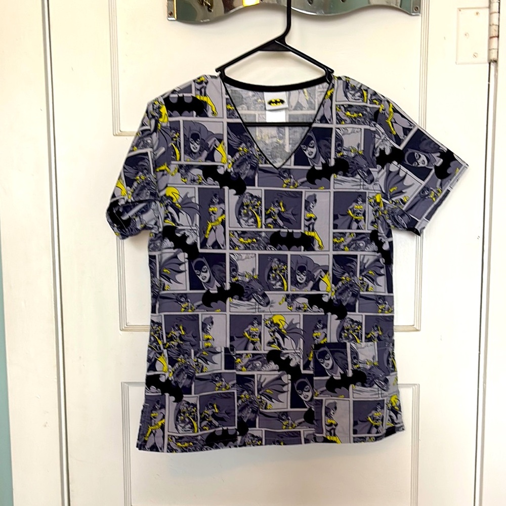 DC Comics Batgirl Graphic Comic Print Scrub Top Size XS